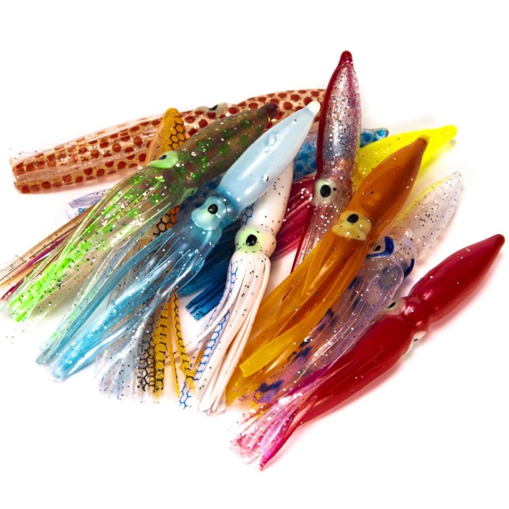 10pcs/pack Soft Octopus Fishing Lures Set For Jigs 8cm Mixed Color Luminous Octopus Skirts