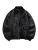 Amerikanische Retro PU-Leder Bomberjacke - Unisex Herbst/Winter Stehkragen Baseball Pilot Style
