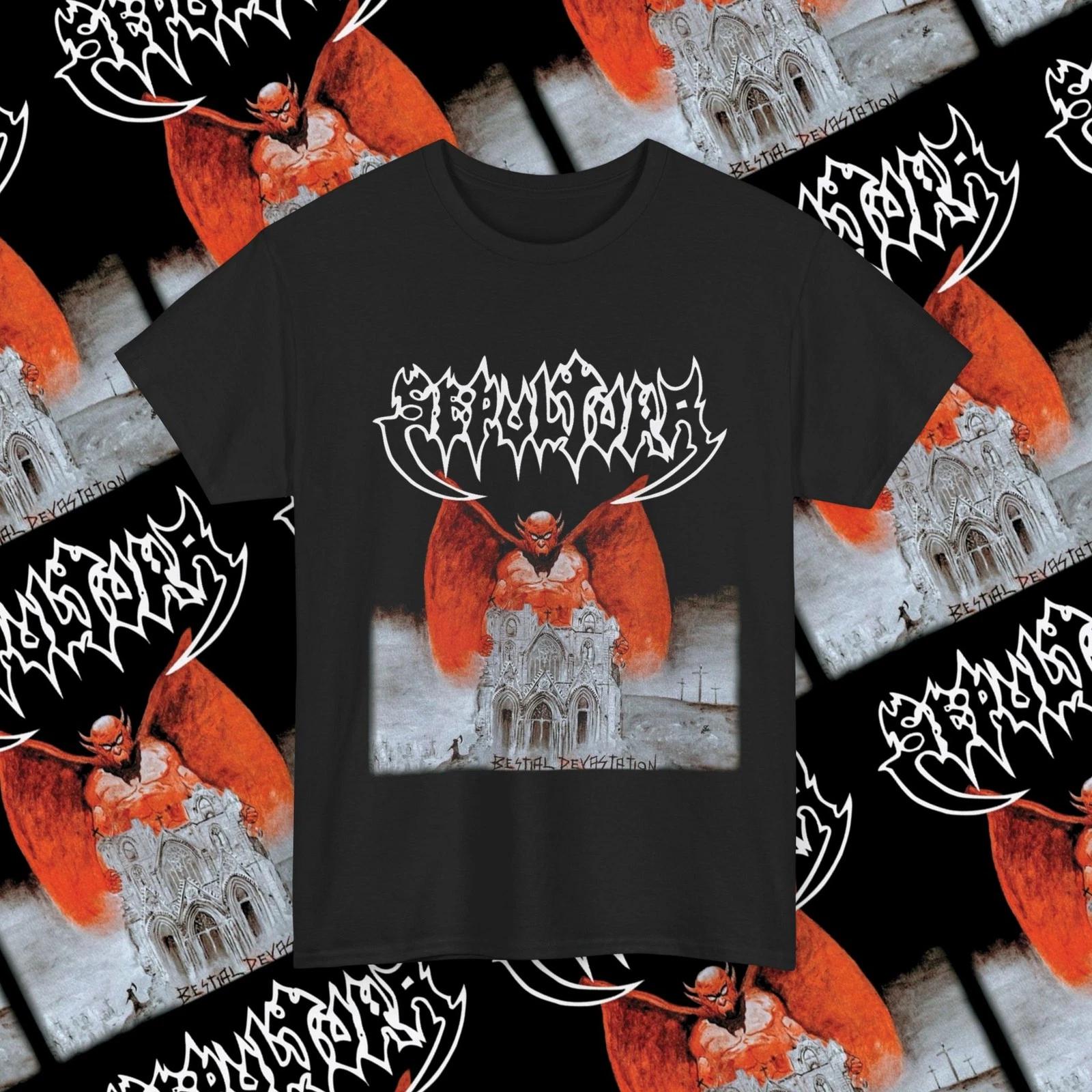 Sepultura Bestial Devastation Old School Death Thrash Metal Band T-Shirt 4XL
