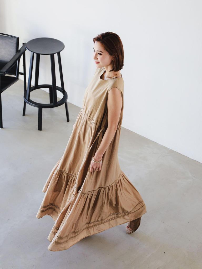 Life Store by Dress by BEAMS Tiered Sleeveless Maxi Dress BEIGE M [Beaming BEAMS] BMING Women's