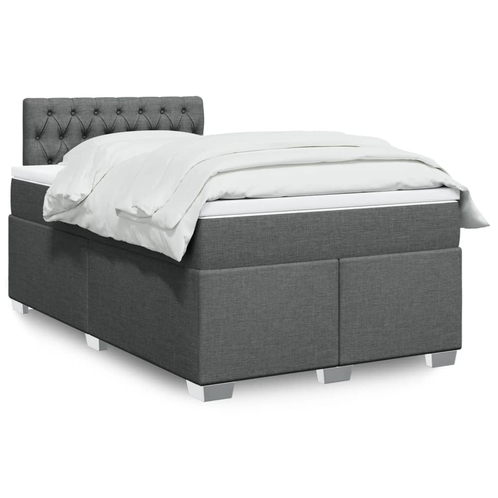 Vidaxl Continental Bed With Mattress, Dark Grey Fabric 120X200 Cm