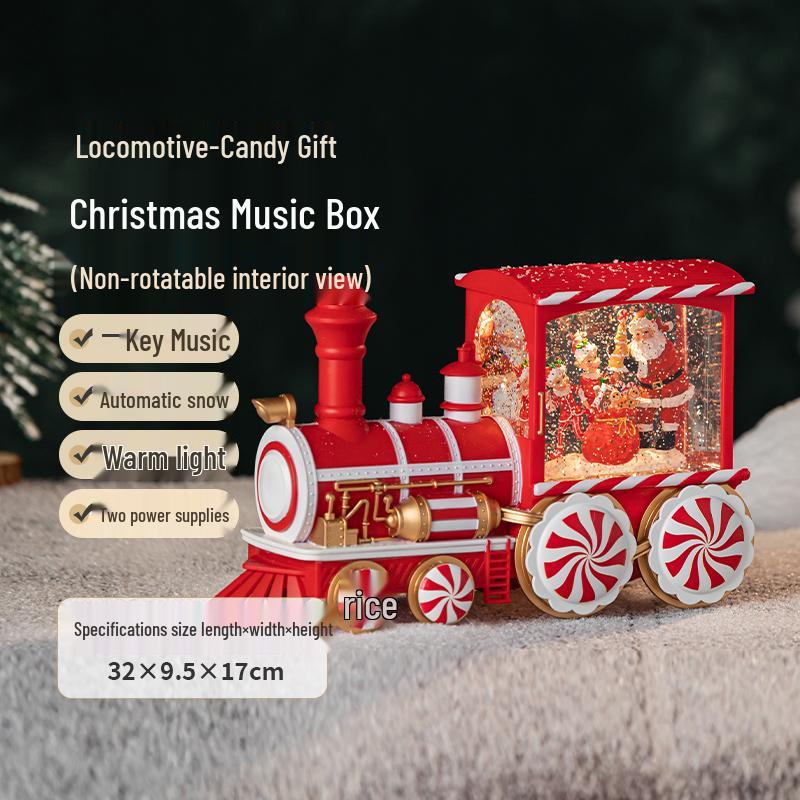 Holiday Snowfall Train Car Music Box Crystal Ball Toy for Kids & Seniors - Perfect Birthday Gift or Lamp