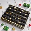 Black Gold Wrapping Paper Snowflake Pattern Gift Wrap Reindeer Printed Wrapping Paper Modern Christmas Gift Wrapping Paper