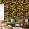Golden Hibiscus Wallpaper Ochre, Gold and Black for Living Room and Bedroom 50x1000