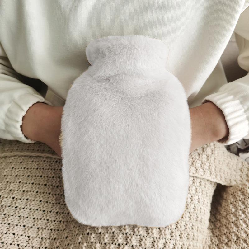Dual-Plug Plush Hot Water Bottle with PVC Liner