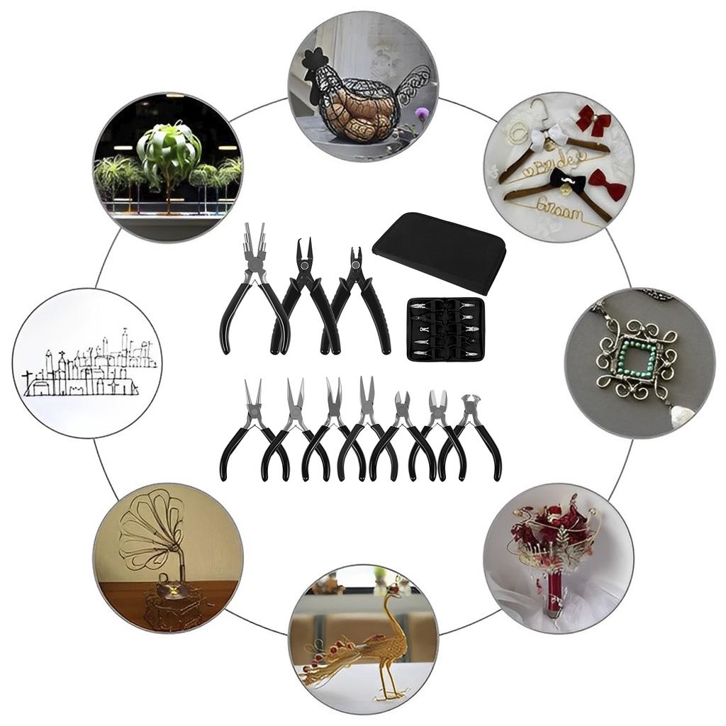 10Pcs Jewelry Pliers Set Carbon Steel Jewelry Making Kit Professional Jewelry Pliers Includes End Nipper Round Nose Pliers Nylon