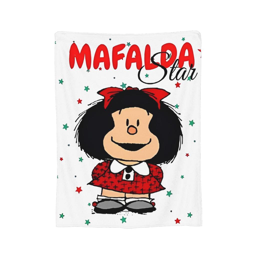 Cute Mafaldas Cartoon Blanket Cover Flannel Anime Lightweight Throw Blanket for Airplane Travel Bed Rug