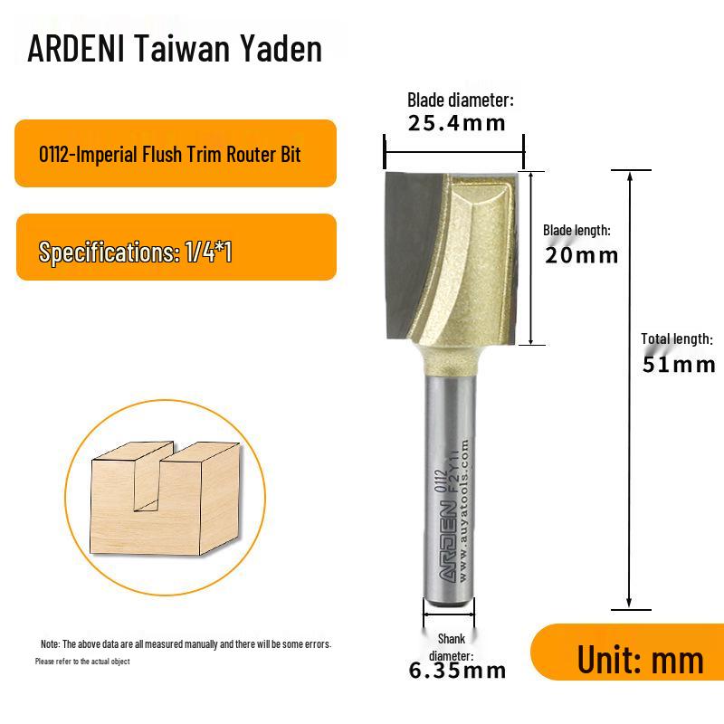 Yaden Metric Flat Bottom Woodworking Cutter: Slotting, Rebating, Milling, Trimming, Engraving, & Router.