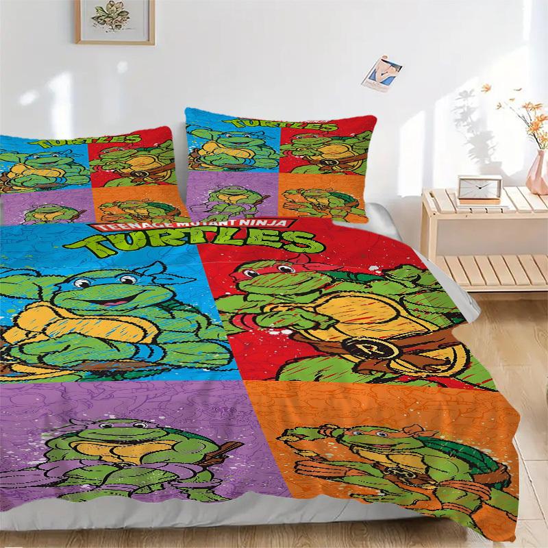 3pc Turtles TMNT Bedding Set Guest Room Bedroom Decor Christmas Halloween Decor Gifts- All Seasons (No Insert)a1013164