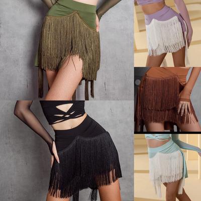 Adult Latin Dance Skirt Professional Dance Dress Irregular Fringe Skirt