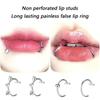 Not Piercing Lip Jewelry Punk Clip on Lip Rings Unique Body Accessory Gothic Design Stainless Steel Texture for Daily