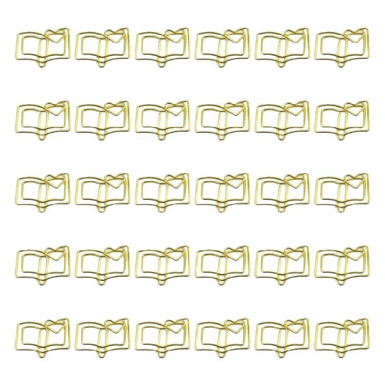 30Pcs Book Shape Paperclips Metal File Paper Clip Metal Bookmarks Clips for Display Hanging File Document Postcard
