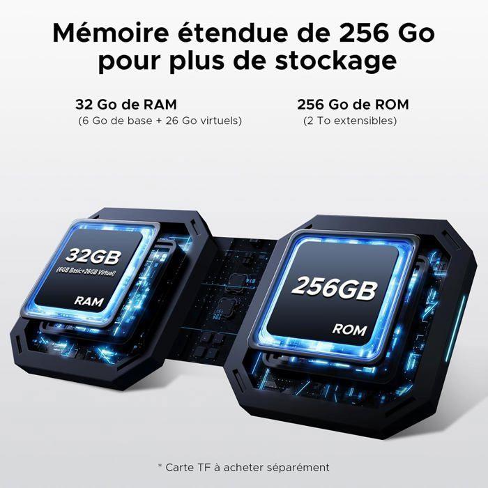 DOOGEE Blade 10 Pro Energy Smartphone 32Go+256Go Écran 6.56" HD+ Telephone Portable Incassable 6150mAh 50MP Dural SIM/NFC Argent