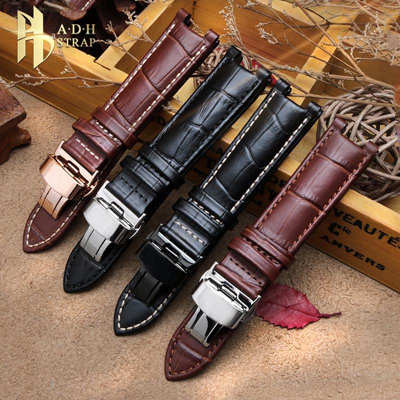 Kopfschicht Lederarmband Krokodilmuster Rindsleder für YA133309 Gales 20*11mm 22*13mm Uhrenarmband Schwarz Braun Herren Accessoires