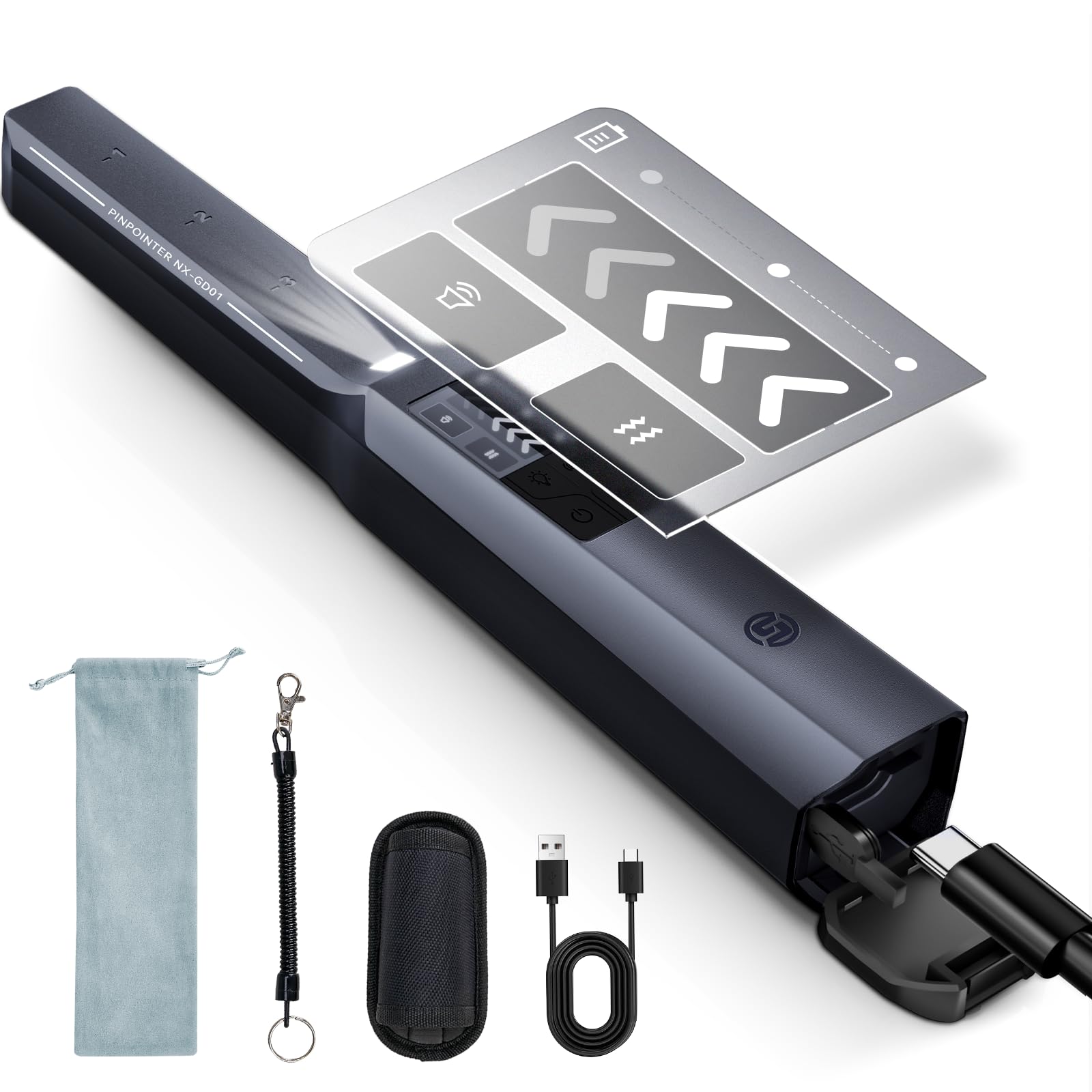 

SUNPOW Rechargeable Metal Detector, High Sensitivity, Waterproof Detection Coil, LCD Screen, 5 Switchable Modes, High Accuracy with Pinpointer Functio