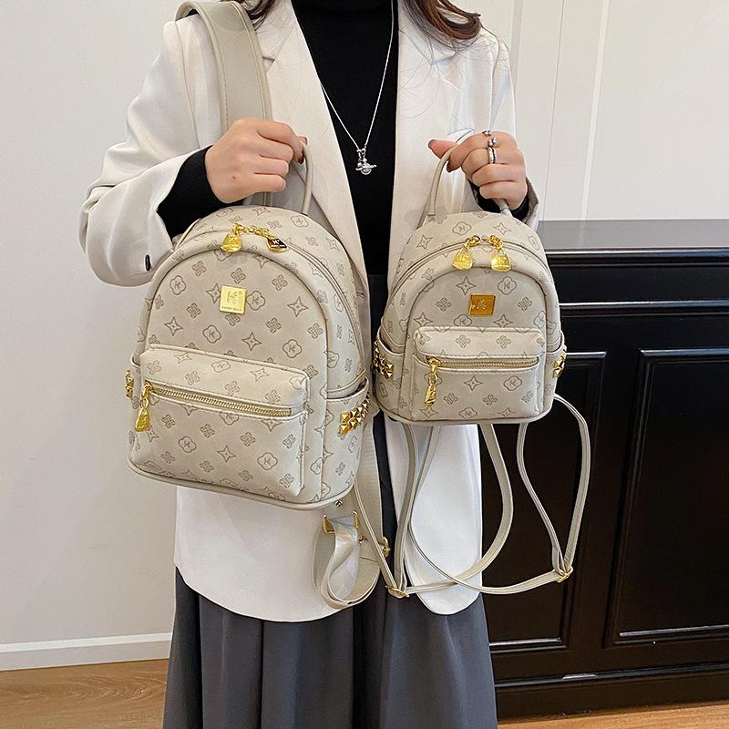 Hong Kong Style Retro Trendy Brand New Korean Version Backpack Trendy Backpack Simple Niche Embossed Backpack Girls' Travel Bag