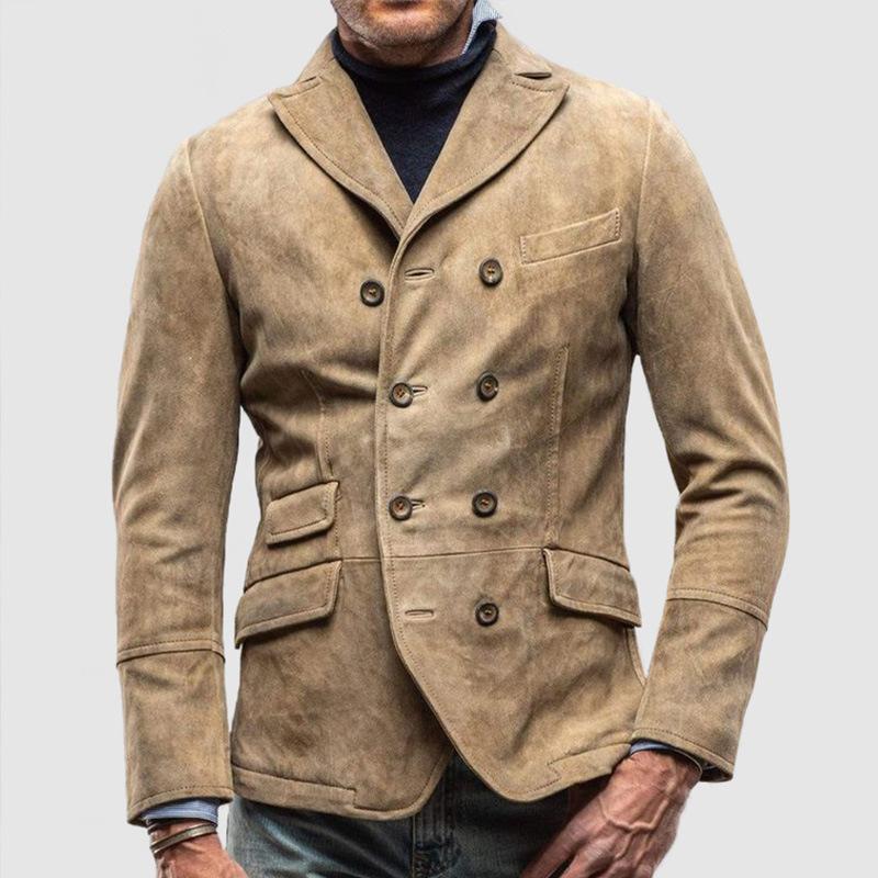 Men's Casual Vintage Jacket Youth Straight Hem Lapel Commuter Jacket