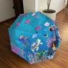 Underwater Paradise: Colorful Sea Life Coral Reef Jellyfish Fish Turtle Starfish Automatic Opening Folding Umbrella - Outdoor Rain Gear for