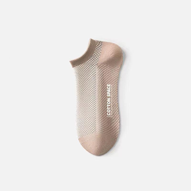 Male Summer Thin Mesh Solid Color Antibacterial Antiodor Sweat Absorption Breathable Invisible Socks