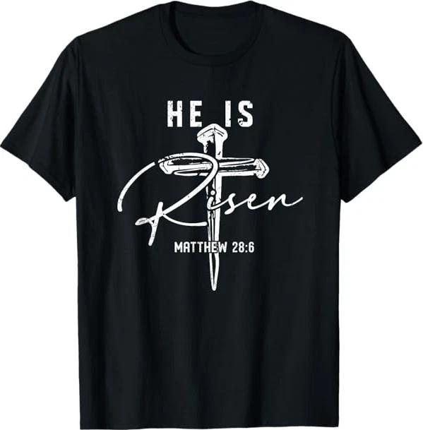 Easter Cross He is Risen Jesus Christian T-Shirt S