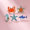 Niedliche Cartoon Meerestier Hai Schildkröte Seestern Krabbe Broschen Anstecknadeln Unterwasserwelt Kreaturen Abzeichen Revers Schmuck Freund Geschenk