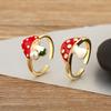 Nidin New Style Mushroom Shape Inlaid Zircon Pearl Enamel Drip Opening Adjustable Rings For Women Girl Cute Sweet Finger Jewelry