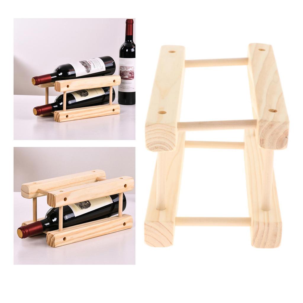 Wooden Bottle Holder Table Top Stands Rack Display Stand for Home Decor Kitchen Organization