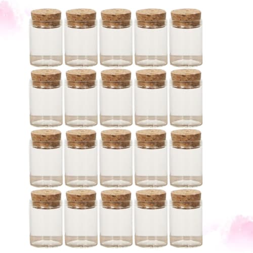 HOOTNEE 20pcs Small Glass Bottles with Cork Tea Storage Jars Mini Bottles Party Supplies Glass Wish Jars