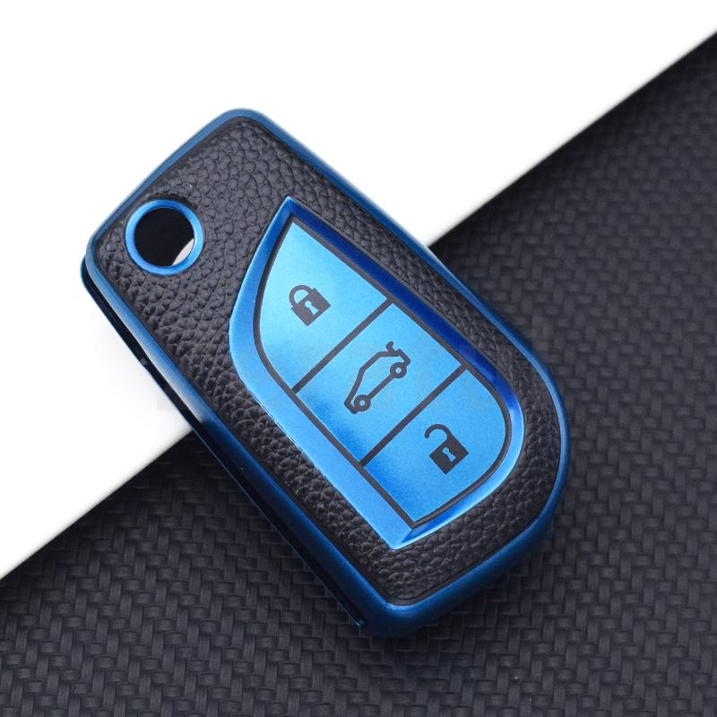 TPU Leather Car Key Cover Case Shell for Toyota Auris Corolla Avensis Verso Yaris Aygo Scion TC IM Camry RAV4 Forturner Hilux