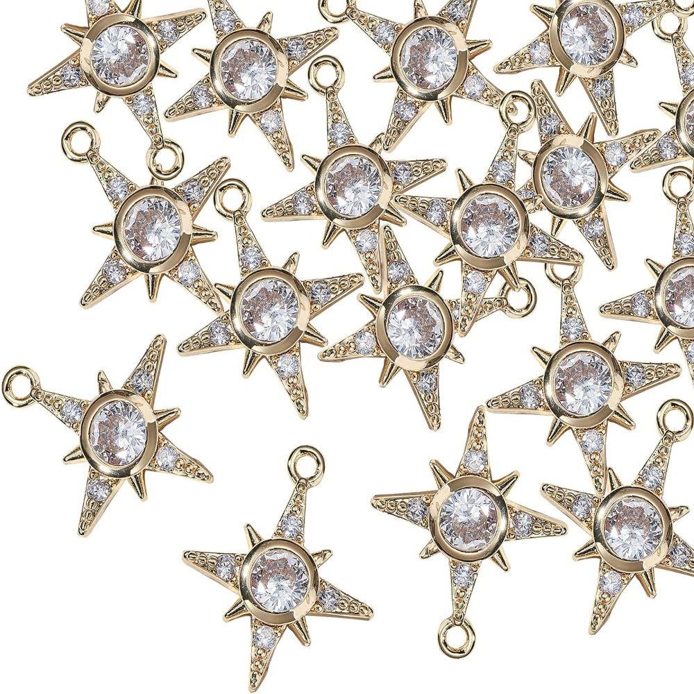 

Металлические прозрачные подвески со звездами, золотые латуни, кубический цирконий, подвески со звездами и камнями CZ, ювелирные аксессуары