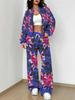 Small Fresh Flowers Autumn and Winter New European and American Women's Clothing Fruit Printing Set Women