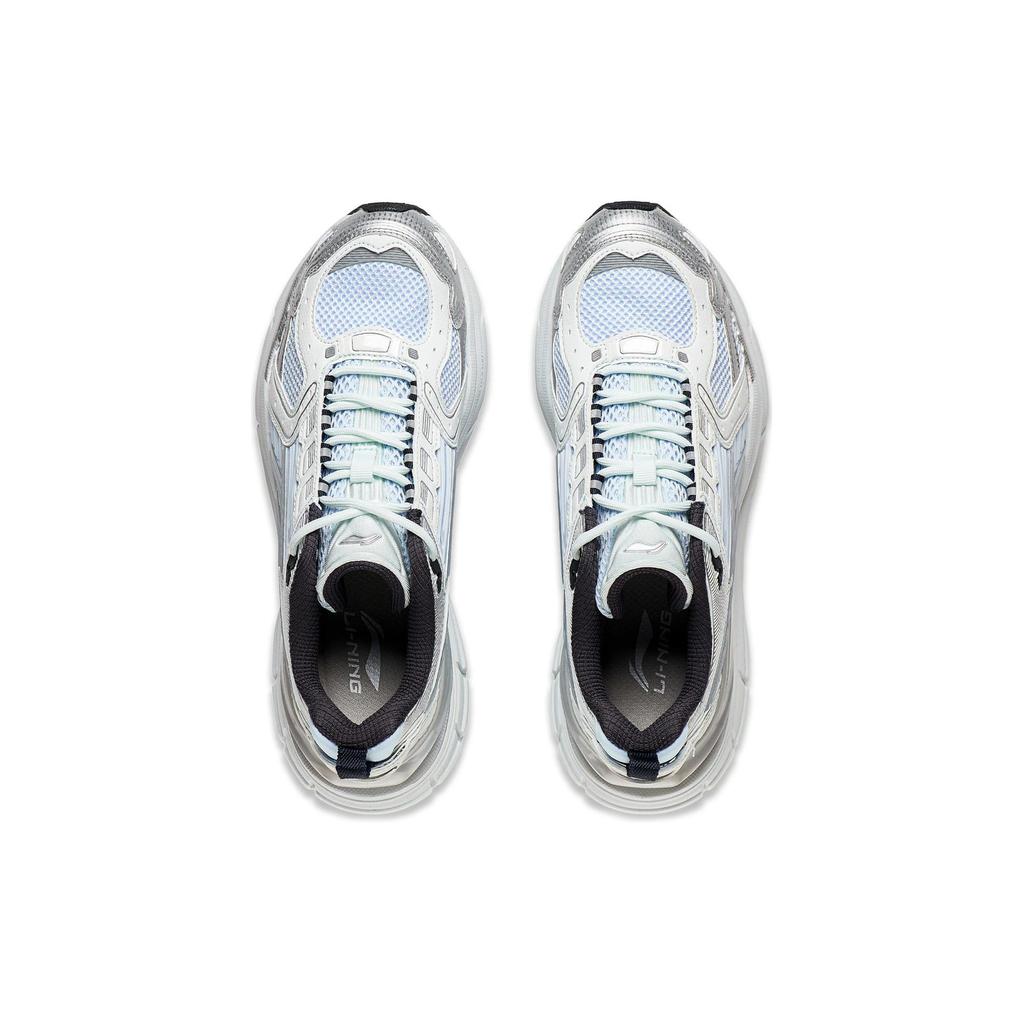 Li Ning Yixing 5 Fabric Synthetic Leather Non-Slip Wear-Resistant Low-Top Casual Shoes Women Sneaker White Gray Blue AGLT026-4