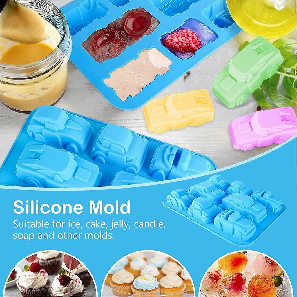 Non-Stick Silicone Molds for Muffins, Chocolate Cake, Soap Mold, Cupcake and Jelly - Cartoon Cars Shape Mold - Premium Quality Kitchen Utensil,2024 Pi