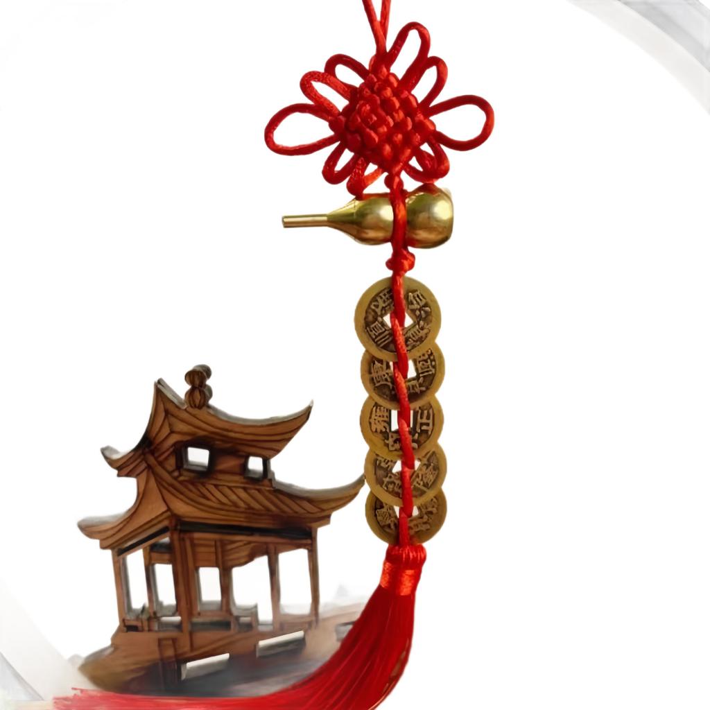 Five Emperor Coins Hanging Ornament with Copper Gourd Door Facing Car Charm Authentic Chinese Knot Home Decor Accessory