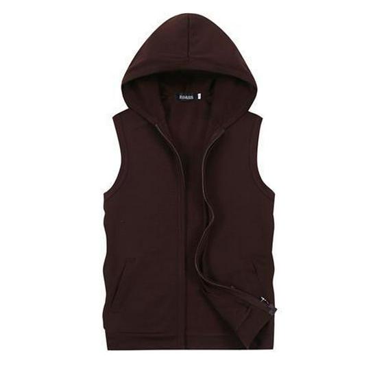 Men's Slim Fit Hooded Sleeveless Vest - Spring/Autumn, Plus Size, Lightweight Fitness Cardigan