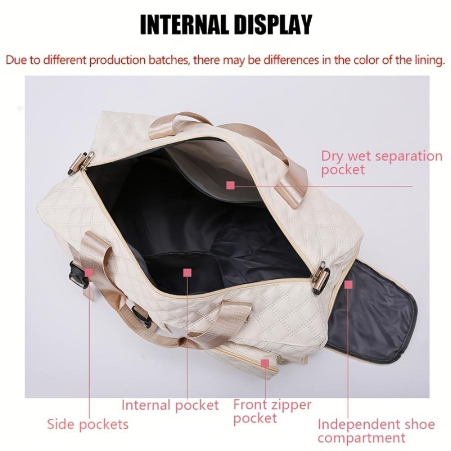 Large Capacity Argyle Travel Duffle Bag, Sports Gym Bag - Spacious & Highly Portable with Shoe Compartment for Overnight Trips