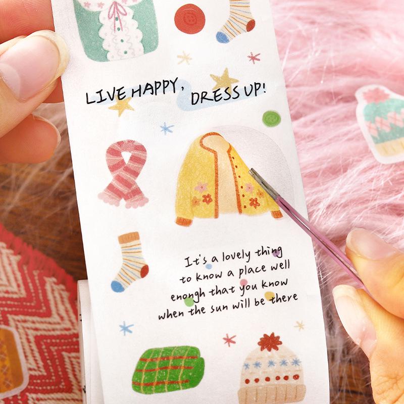 Letter Lover Die-cut Washi Tape - Warm Diary Artistic Illustration Pattern Stickers
