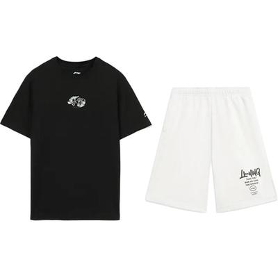 Embroidered Logo Fashion Simple Comfortable Versatile Crew Neck Pullover Short Sleeve T-Shirt Casual Sports Set AHST821-2+AKST593-7