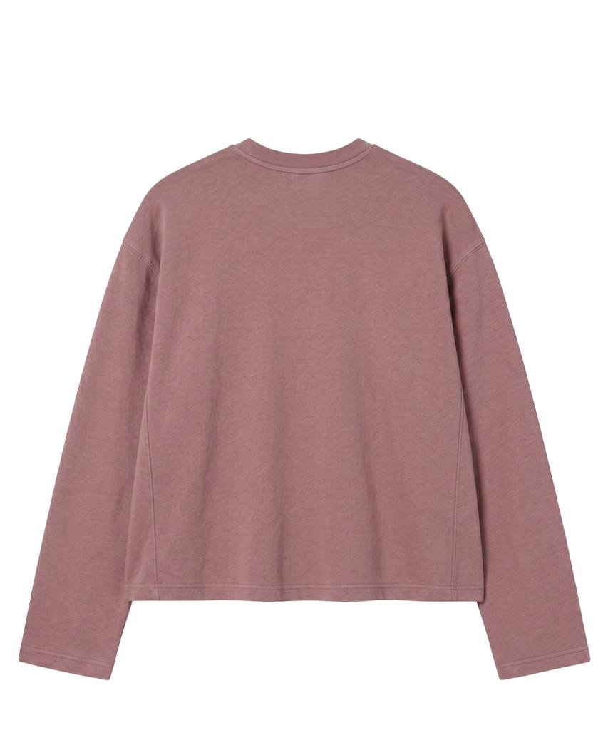 Noming Loose Fit Cropped Pigment Long Sleeve - Burgundy