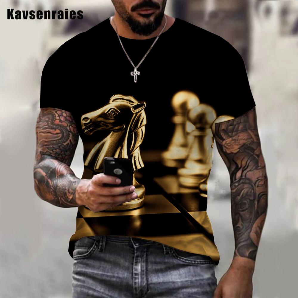 

Забавные шахматы, шахматная доска, черно-белые мужские футболки с 3D принтом, летние Harajuku, повседневная уличная одежда, футболки унисекс, одежда больших размеров 2XL