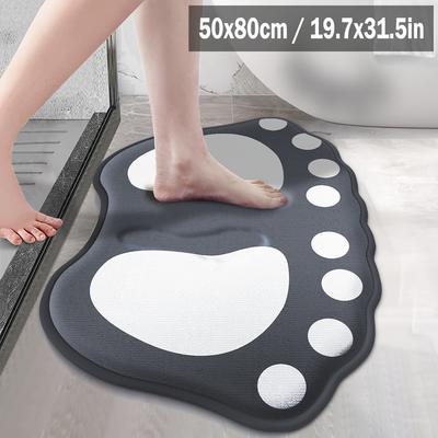 Rutschfeste Flanell-Badematte mit Pfotenabdruck-Design - Weiche, saugfähige und leichte Badezimmermatte für Dusche, Badezimmermatte