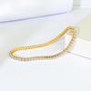 European and American 2mm Zircon Bracelet Single Row Full Diamond Hip Hop Tennis Chain 18K Copper Plated Real Gold Jewelry