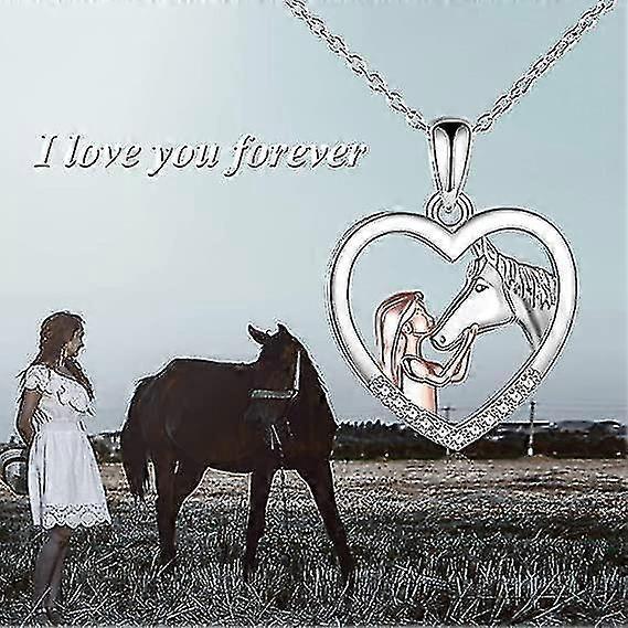 Girl And Horse Necklace For Girls Sterling Silver Horse Jewellery Horse Gifts For Women 18"