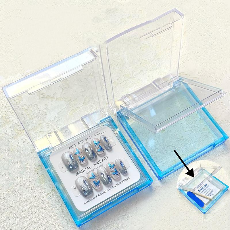 1Pc Double Layer Press On Nail Tips Box Blue/White/Transparent Nail Storage Display Case For Personal & Salon Use