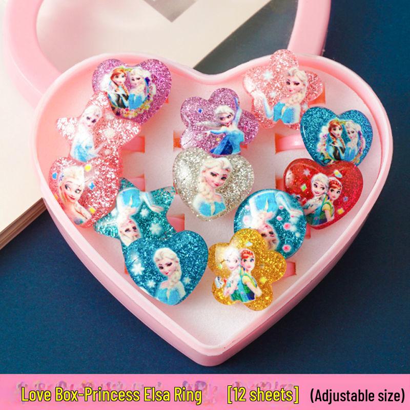 Inele de cristal cu desene animate prințesă pentru fetițe - Cadou de bijuterii pentru copii