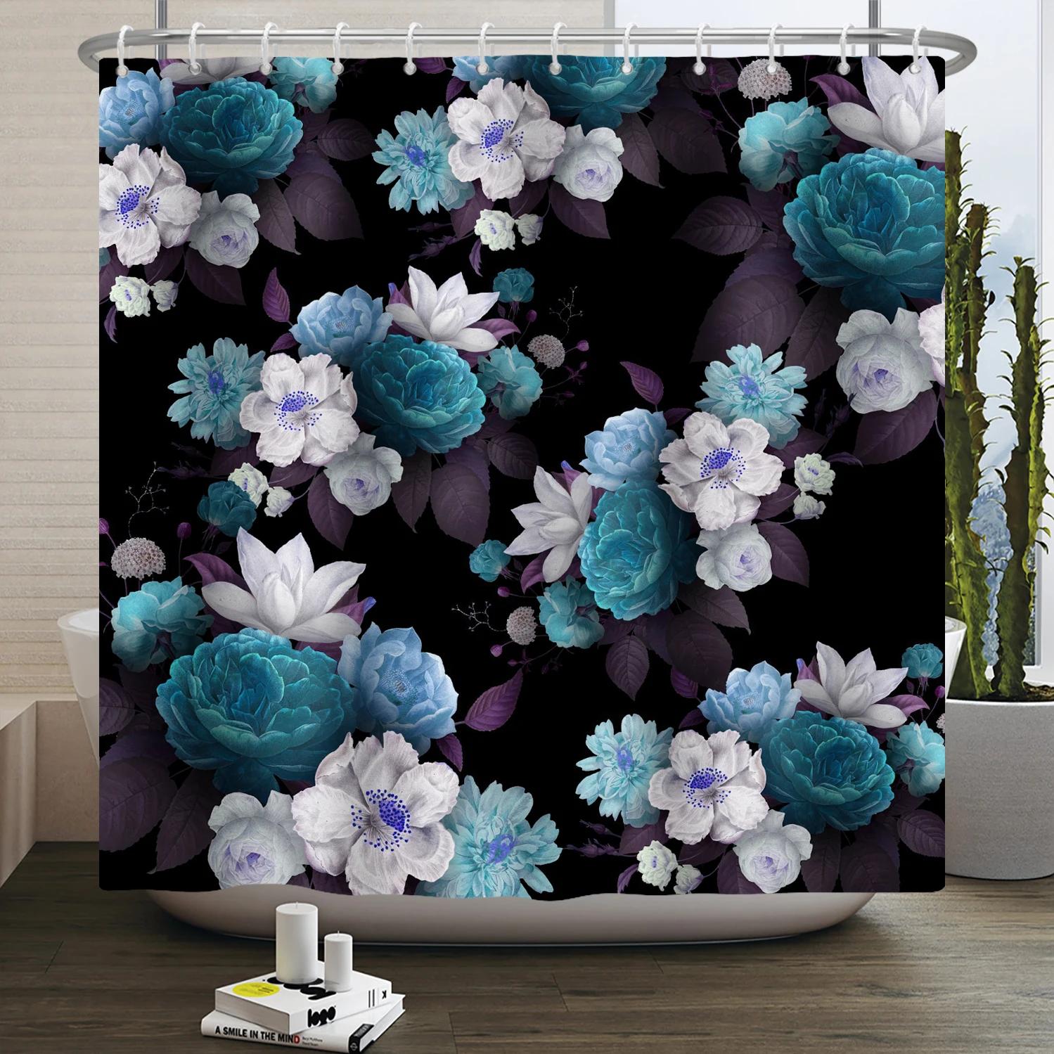 

Boho Floral Luxurious Shower Curtain Waterproof Shower Curtains Polyester High-End Bath Curtain Textured Fabric Machine Washable W60H190(CM)-1 Pcs