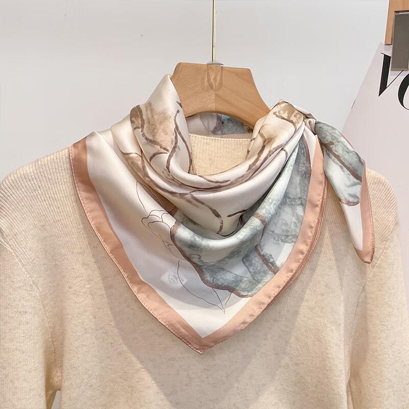 Women's Chinese Style Camellia Print Square Scarf