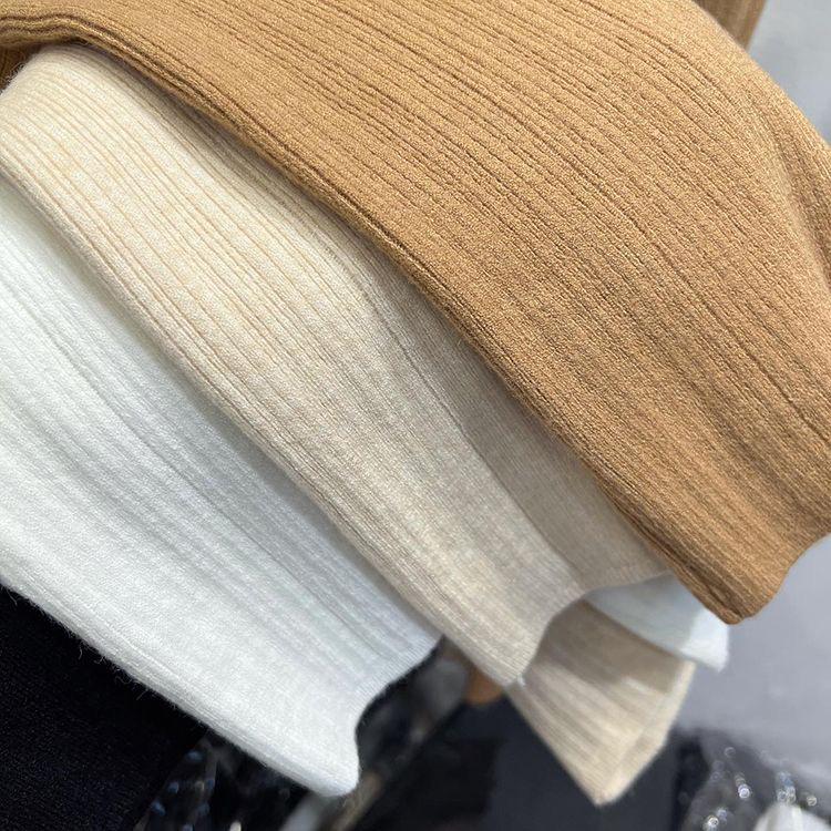 Women's Slim Fit Knit Long Sleeve Sweater Top with Half High Neck - 2023 Autumn/Winter Collection