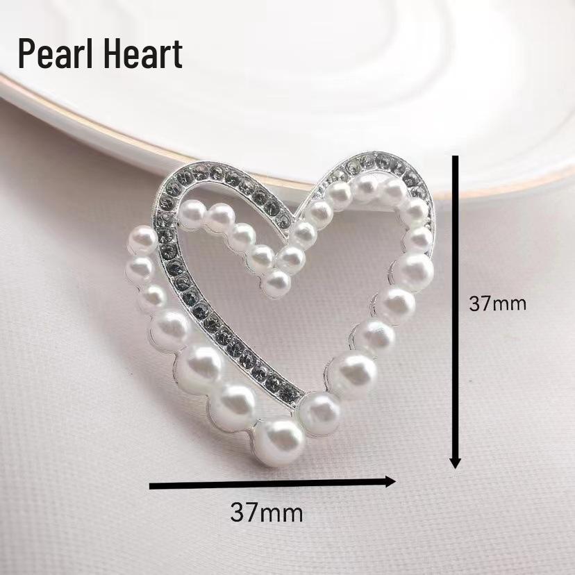 Metal Rhinestone Pearl Heart Phone Case Ornament & Women's Brooch Accessory