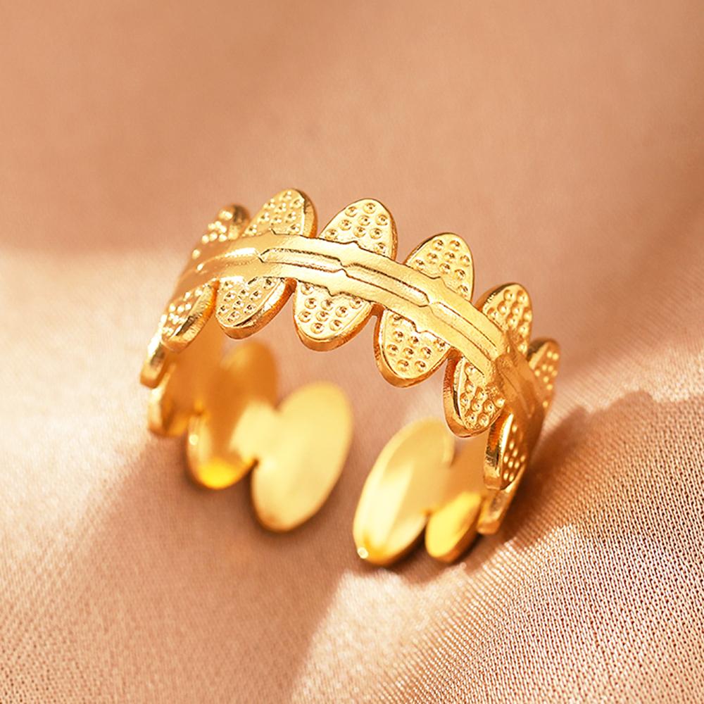 Stainless Steel Rings Vintage Plants Leaves Snake Exquisite Star Moon Adjustable Open Sweethearts Rings For Women Zircon Gifts